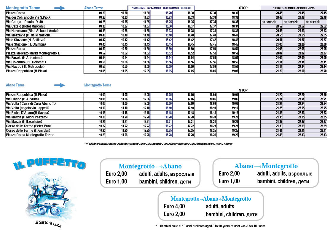 orario trenino 2017 il puffetto